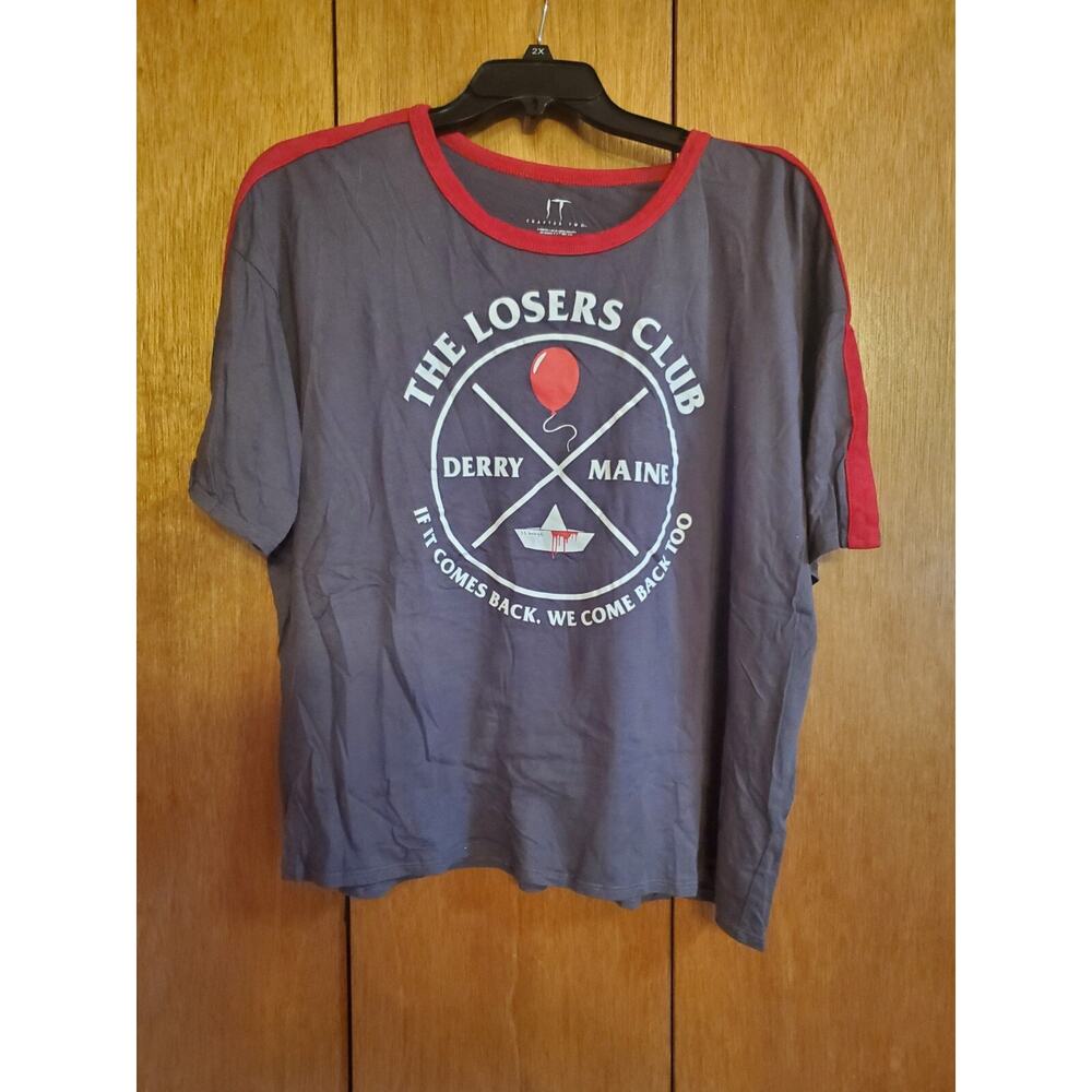 Women's IT Chapter Two The Loser's Club Gray w/Red Trim T-Shirt Size 3